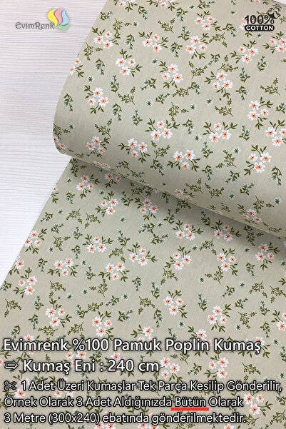 Çıtır Çiçek Desenli Poplin Kumaş - Nevresim - Çarşaf - Hobi - Elbise - Geniş En - 240 cm