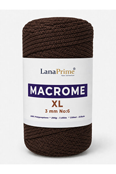 Lanaprime Makrome XL KALIN örgü ipi (3mm) 250 gr Çanta Ipi 230 mt. polypropilen