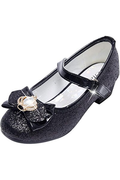 STELLE Girls Mary Jane Glitter Shoes Low Heel Princess Flower Wedding Party D...