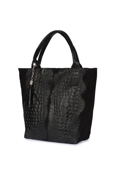 Vera Pelle Geantă de mână din piele pentru femei, geantă shopper mare A4, nea...