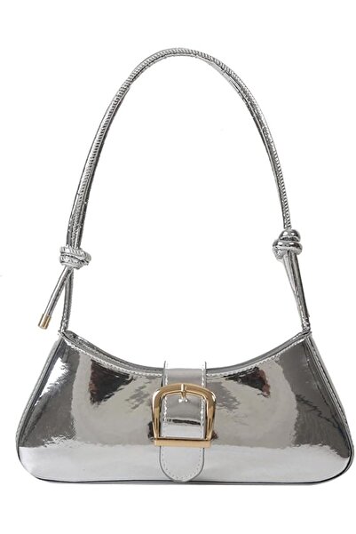 GENERAL Silver Bag Evening Clutch Bag Sparkly Satchel Patent Leather Y2K Hand...