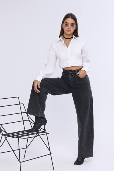 MODA DURAĞI Vintage Bol Paça Jean Anthracite