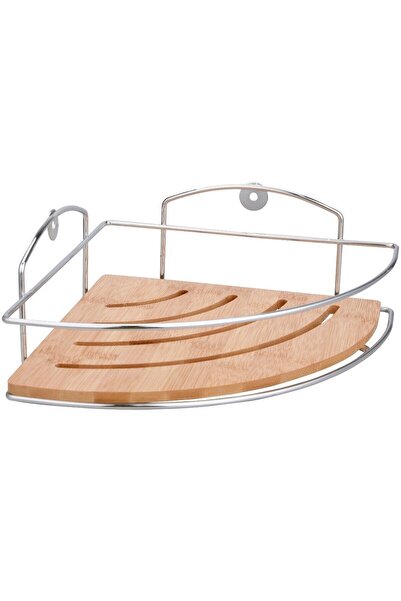 OEM Etajera baie din bambus + fier Kadda BWO-0189D, montaj pe colt, 1 raft, 3...