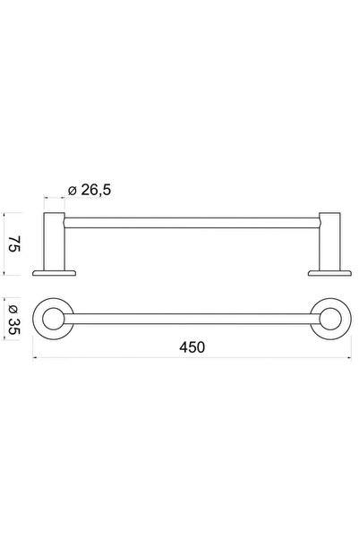 OEM Ferro Smile ASM07 bathroom towel holder, bar type, 45 x 7.5 x 5.3 cm