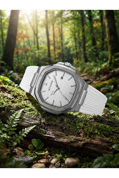 Generic Brand MSTIANQ Men's Analog Quartz Watch with White Silicone Strap, Si...