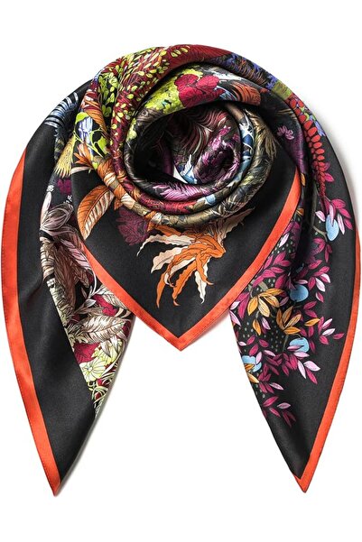 GENERAL SHIROUYU 100% Pure Mulberry Silk Scarf 35" Large Square Lightweight H...