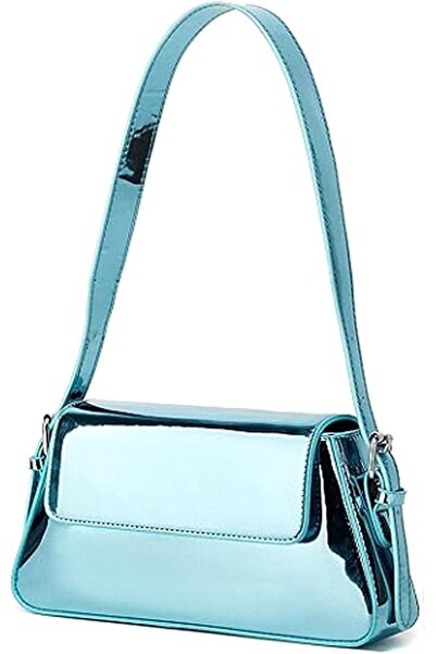 GENERAL Silver Bag Evening Clutch Bag Sparkly Satchel Patent Leather Y2K Hand...
