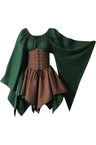 OtherMax Rochie Medievală Tradițională de Damă Renascentistă Costum Elf XL — ...