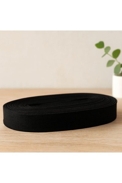Royaleks Paça Lastik Yassı Geniş 2 cm Siyah 10 m