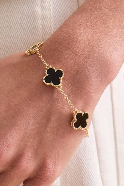 Ferlin Jewelry Bileklik Yonca Model Siyah VIP