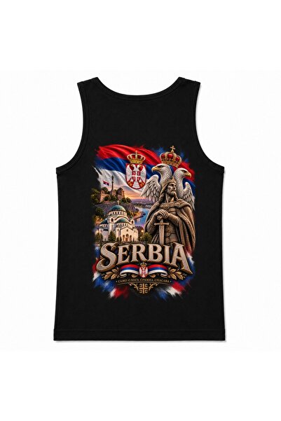 Rabona Fashion Serbia Flag & Medieval Figure Graphic Tank Top