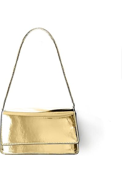 GENERAL Silver Bag Evening Clutch Bag Sparkly Satchel Patent Leather Y2K Hand...