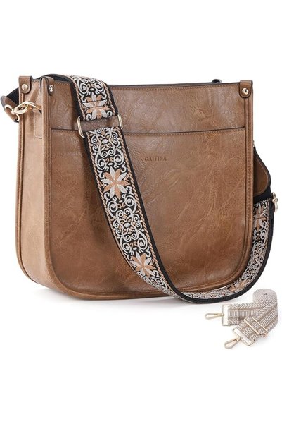 Caitina Crossbody Bag Women Vegan Leather Hobo Handbag Trendy Crossbody Shoul...