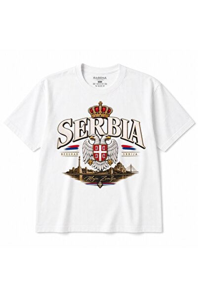 Rabona Fashion Serbia Heraldic Shield & City Architecture Graphic T-Shirt