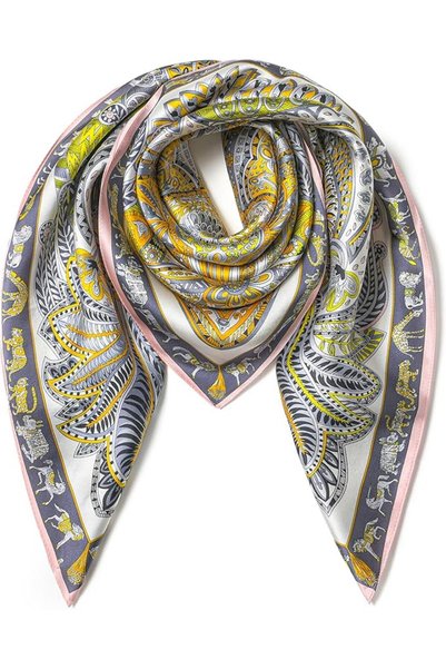 GENERAL SHIROUYU 100% Pure Mulberry Silk Scarf 35" Large Square Lightweight H...