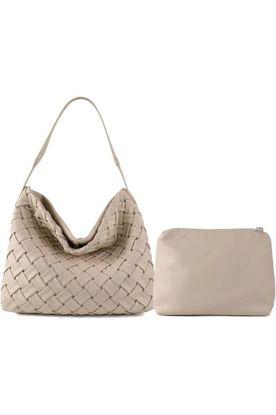 GENERAL JINMANXUE Women Boston Bag Handmade Woven Vegan Leather Handbags