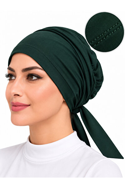 Kardelux Emerald Green Front-Stitched Combed Cotton Bonnet |   Elastic Back-T...