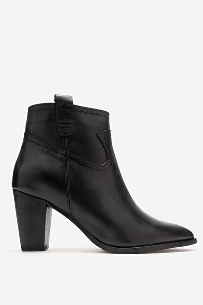 Dericlub Women's Pointed Toe High Heel Boots Real Leather Isolde Black