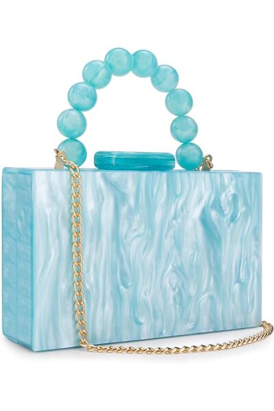 GENERAL Women Acrylic Clutch Purse Leopard Print Evening Bag Chain Formal Han...