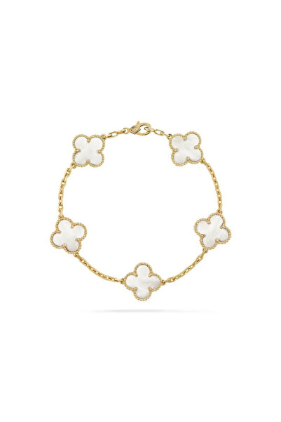 Ferlin Jewelry Bileklik Yonca Model Beyaz Gold VIP