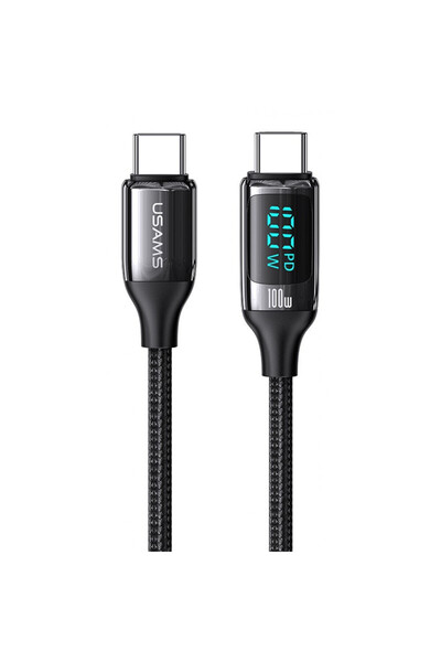 Usams US-SJ546 Πλεγμένο / LED Καλώδιο USB 2.0 USB-C αρσενικό - USB-C 100W PD ...
