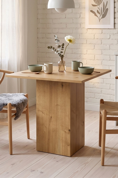 Skandi homeworks Matera 70 cm Mutfak Masası – Mermer Desenli Kare Yemek Masası