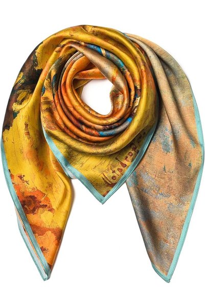 GENERAL SHIROUYU 100% Pure Mulberry Silk Scarf 35" Large Square Lightweight H...
