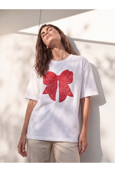 Generic Brand Tricou alb din bumbac, cu mânecă scurtă, cu decolteu tip crew, ...