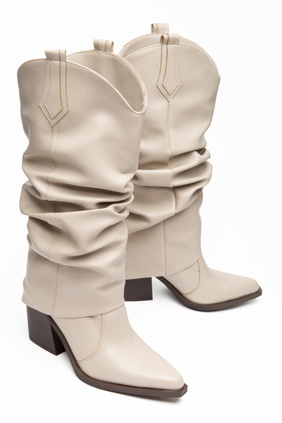 MS SUGAR SHOES Women's Cowboy Boots Pointed Toe Drawstring Thick Heel Western...