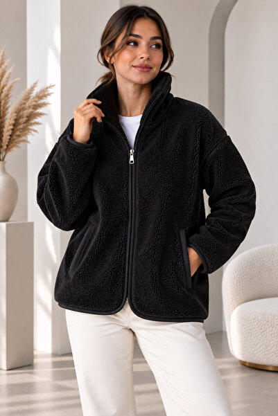 SERAPA Women's Sherpa Plush Coat Oversize 65% Cotton 35% Polyester Relaxed Fi...