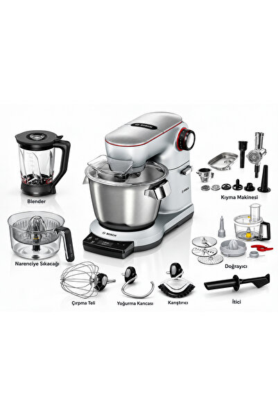 Bosch Serie8 OptiMUM Mutfak Şefi, 5,5 L Paslanmaz Çelik Hazne, Entegre Tartı ...