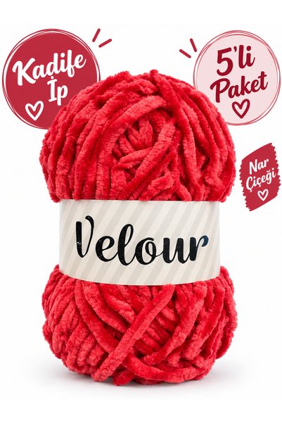 velour Kadife İp 5’li Paket %100 Mikrofiber Örgü İpi 100 g 120 mt Kadife Yün ...