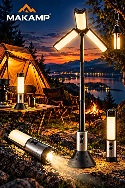 MAKAMP Şarjlı Kamp Lambası LED El Feneri 8000 Lümen 3000mAh Type-C Şarjlı IP6...