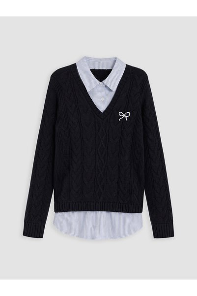 LC Waikiki Pulover tricotat pentru fete cu guler brodat