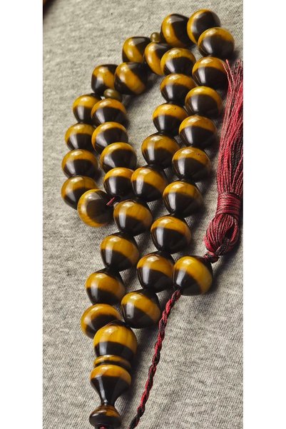 oraşlı Istanbul Cut Bee Splicing Vermel Yellow Dough-Pressed Amber Prayer Bea...