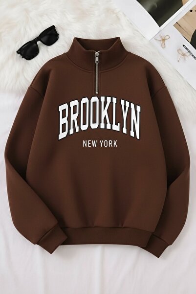 Vordevia Γυναικεία - Ανδρικά φούτερ Brooklyn με μισό φερμουάρ και 3 κλωστές σ...