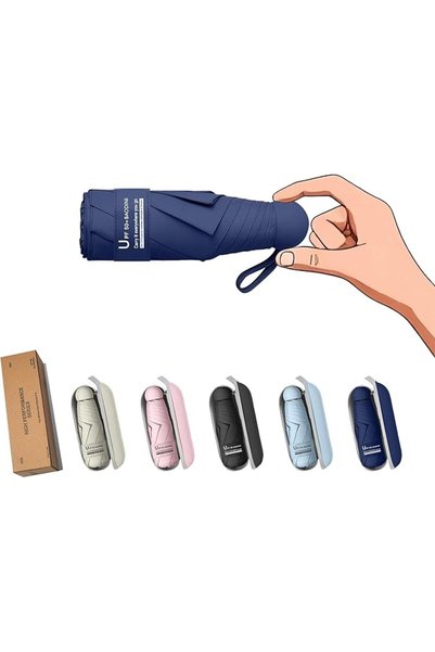 BAODINI مظلة سفر صغيرة للحقيبة مع حافظة - مظلة صغيرة مدمجة للحماية من الأشعة ...