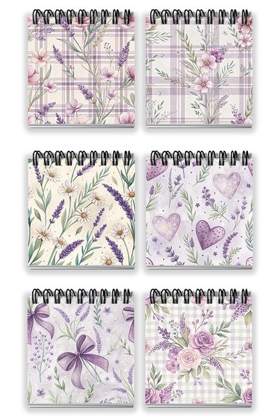 giftkonsept Aesthetic Lavender Floral Mini Pocket Notepad Set