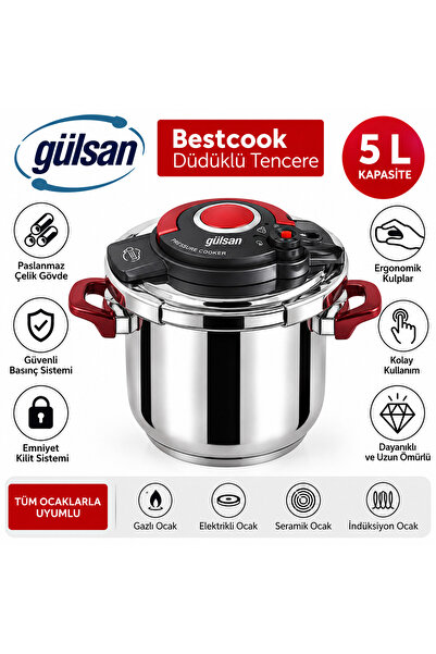 Bestcook 5 L Düdüklü Tencere – Paslanmaz Çelik