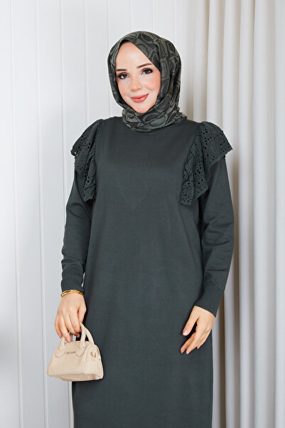 Pamuk Butik فستان نسائي من التريكو الميرسيريزد بتفاصيل من الدانتيل