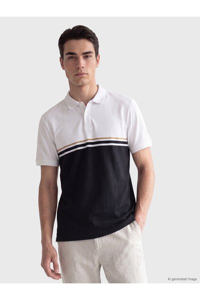 LC Waikiki Tricou bărbătesc cu guler polo, în blocuri de culori, croială stan...