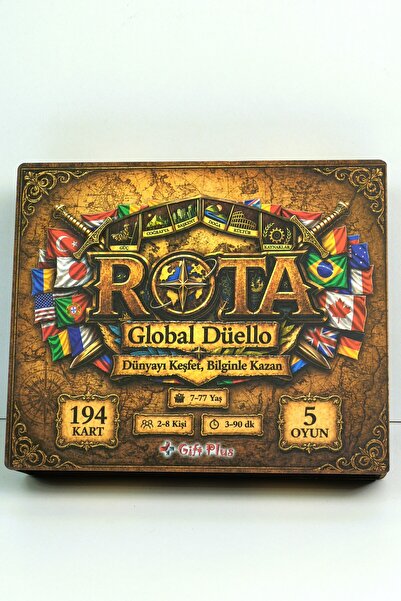 gift plus ROTA Global Düello 194 Ülke Kartlı Ahşap Kutulu Eğitici Coğrafya Bi...