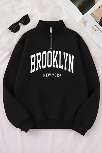 Vordevia Γυναικεία - Ανδρικά φούτερ Brooklyn με μισό φερμουάρ και 3 κλωστές σ...