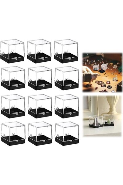 SYOSI 8 Pieces Clear Acrylic Plastic Square Cube Jewelry Box Mini Storage Box...