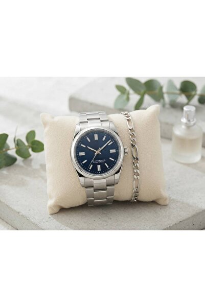 Feronnucci Men's Steel Wristwatch and Bracelet Set – Stylish Silver Color Ste...