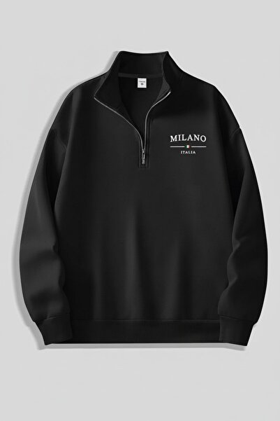 Vordevia Γυναικεία - Ανδρικά φούτερ Milano με στάμπα, με μισό φερμουάρ, overs...