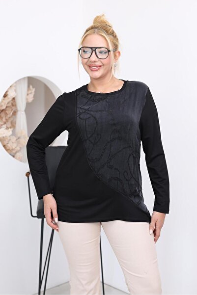 Siyezen Plus Size Stoned Modal Fabric Blouse