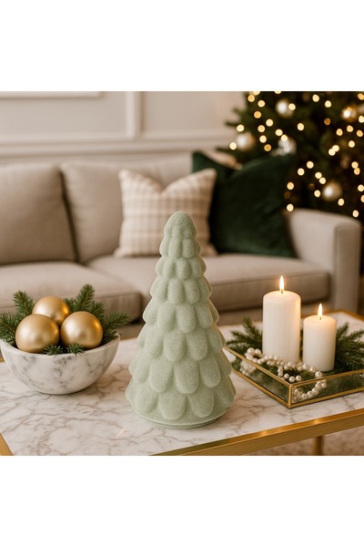 Ornament24 Brad decorativ de Craciun din sticla catifelat, ornament festiv br...