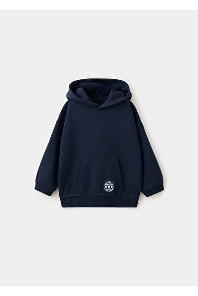 MANGO Baby Desenli pamuklu kapüşonlu sweatshirt