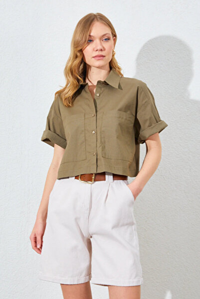 Şeker Portakalım Double Pocket Low Sleeve Crop Shirt